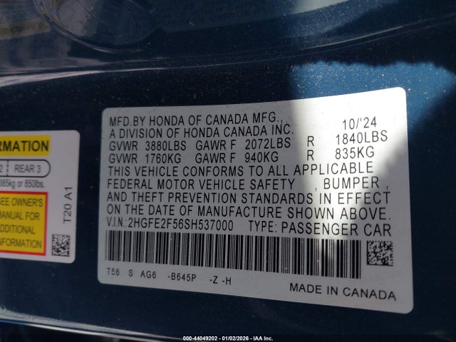 Honda Civic Sport 2025 2HGFE2F56SH537000 Image 9