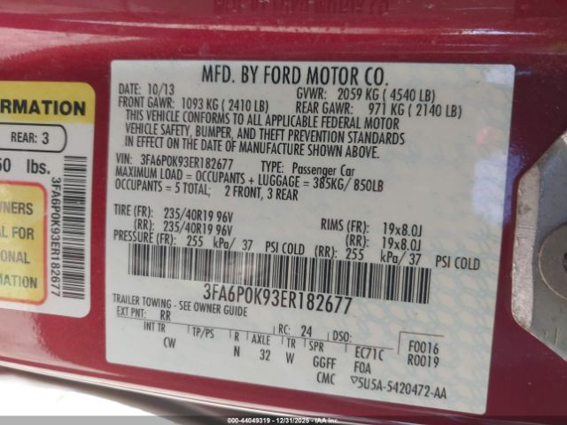 2014 FORD FUSION 3FA6P0K93ER182677 Photo 8