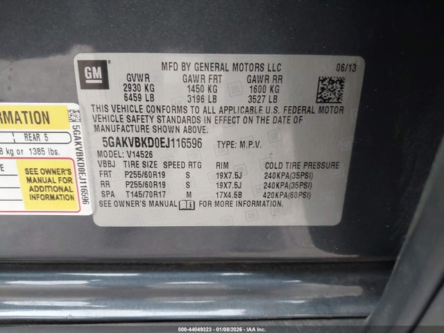 Aukcja sprzedaży 2014 Buick Enclave Leather, vin: 5GAKVBKD0EJ116596, numer aukcji: 44049323