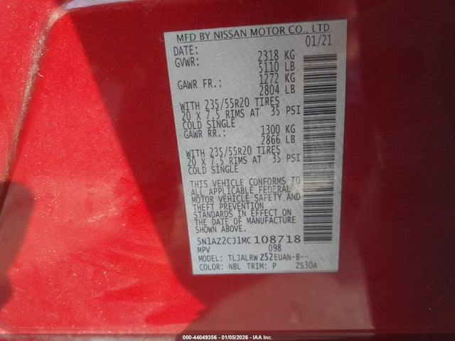 2021 NISSAN MURANO 5N1AZ2CJ1MC108718 Photo 8