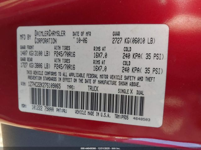 2007 MITSUBISHI RAIDER 1Z7HC22K27S109065 Photo 8