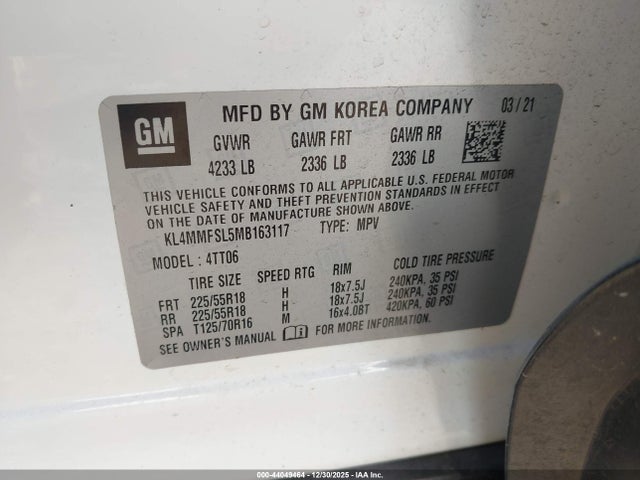 KL4MMFSL5MB163117 Buick Encore Gx Fwd Essence