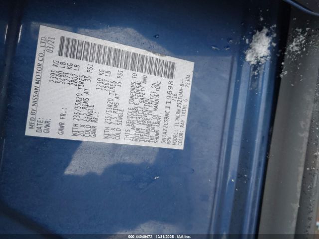 2021 NISSAN MURANO 5N1AZ2CS9MC119698 Photo 8