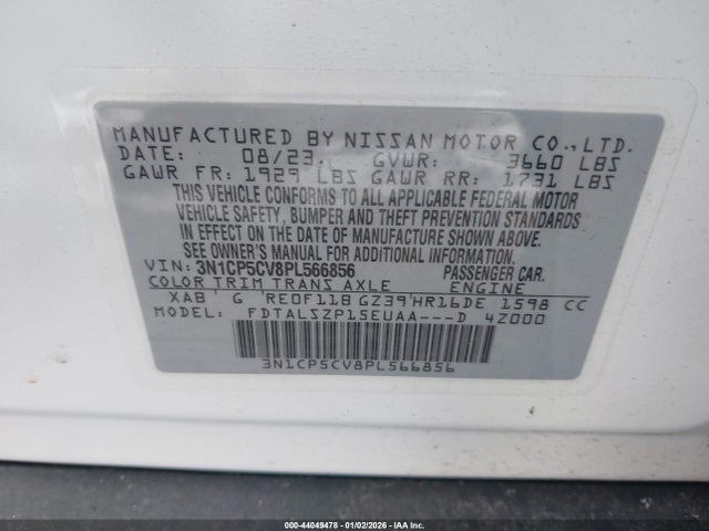 3N1CP5CV8PL566856 Nissan Kicks Sv Xtronic Cvt