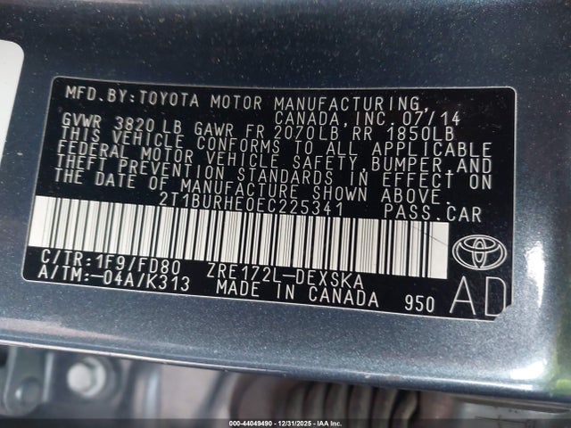 Toyota Corolla S Plus 2014 2T1BURHE0EC225341 Image 9