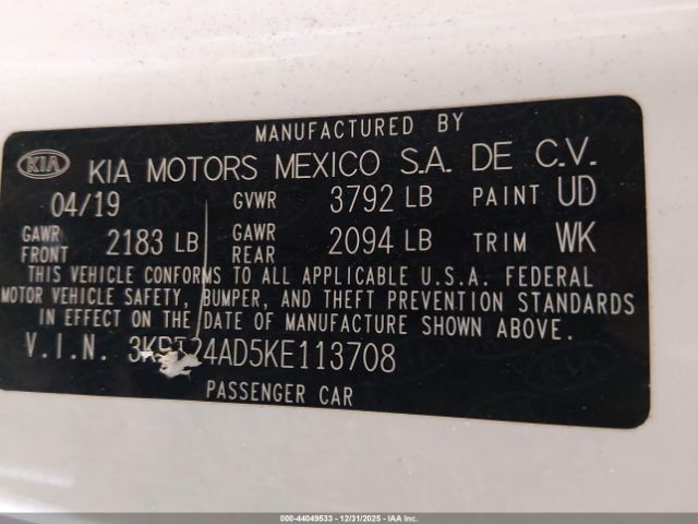 2019 KIA FORTE 3KPF24AD5KE113708 Photo 8