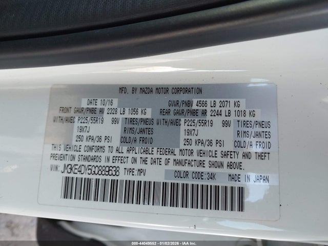 Aukcja sprzedaży 2016 Mazda Cx-5 Grand Touring, vin: JM3KE4DY5G0889638, numer aukcji: 44049552