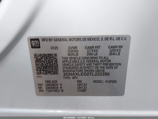 3GNAXLEG0TL220390 Chevrolet Equinox Fwd Rs
