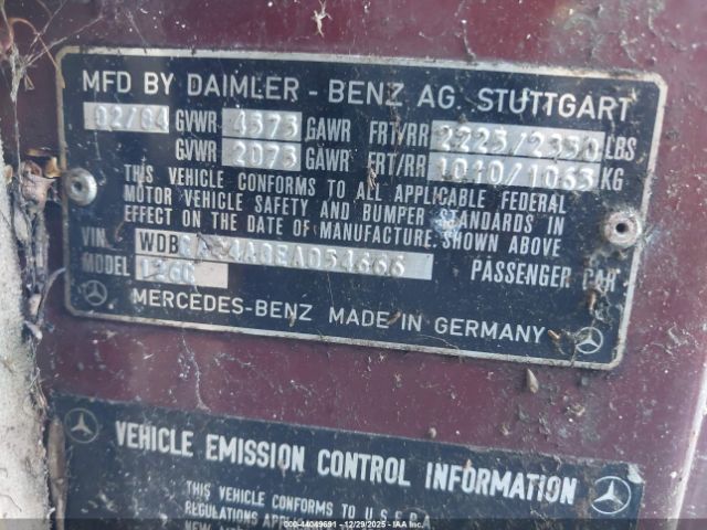 1984 MERCEDES-BENZ 500 WDBCA44A8EA054666 Photo 8