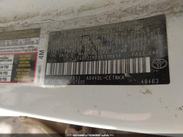 2011 Toyota Camry Le მანქანა იყიდება აუქციონზე, vin: 4T4BF3EK2BR110418, აუქციონის ნომერი: 44049722