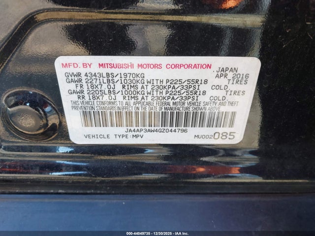 2016 MITSUBISHI OUTLANDER SPORT JA4AP3AW4GZ044796 Photo 8