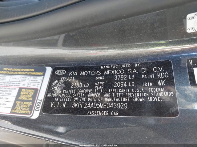 KIA FORTE FE 2021 3KPF24AD5ME343929 Image 9