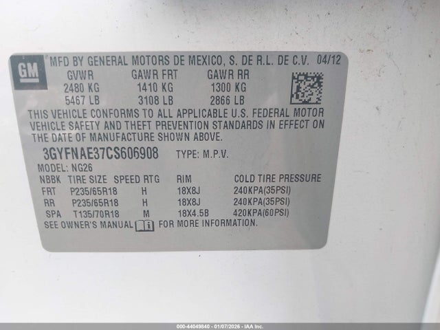 2012 CADILLAC SRX 3GYFNAE37CS606908 Photo 8