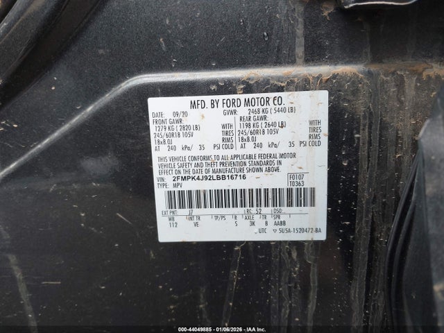 Ford EDGE SEL 2020 2FMPK4J92LBB16716 Image 9