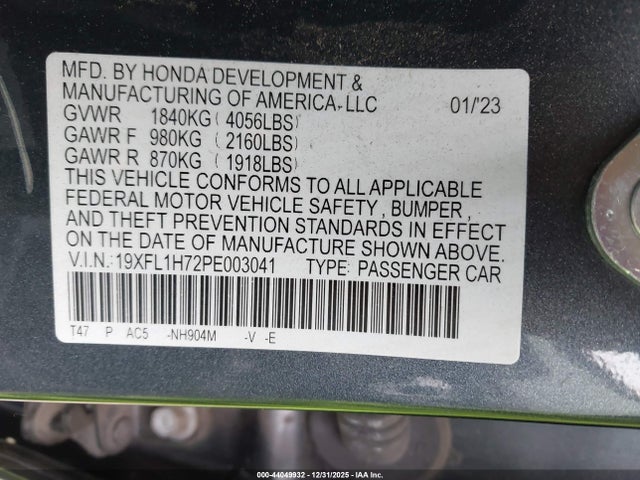 19XFL1H72PE003041 Honda Civic Ex-l/ex-l W/o Bsi