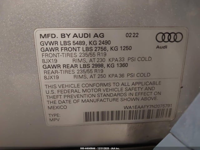 2022 AUDI Q5 WA1EAAFY7N2075791 Photo 8