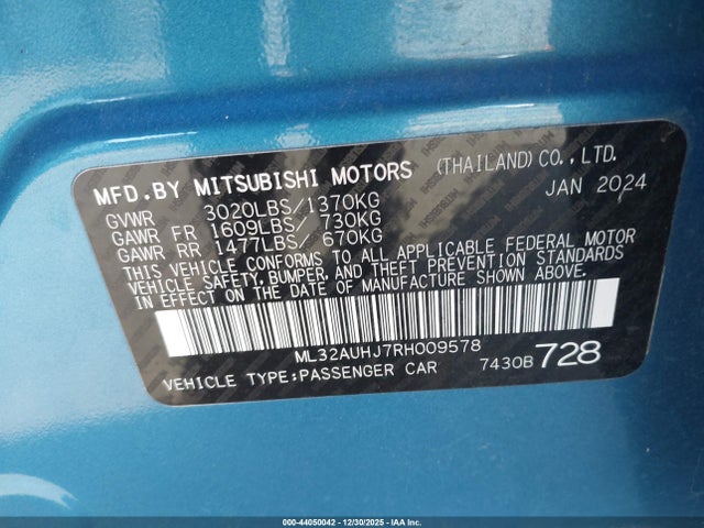 2024 MITSUBISHI MIRAGE ML32AUHJ7RH009578 Photo 8