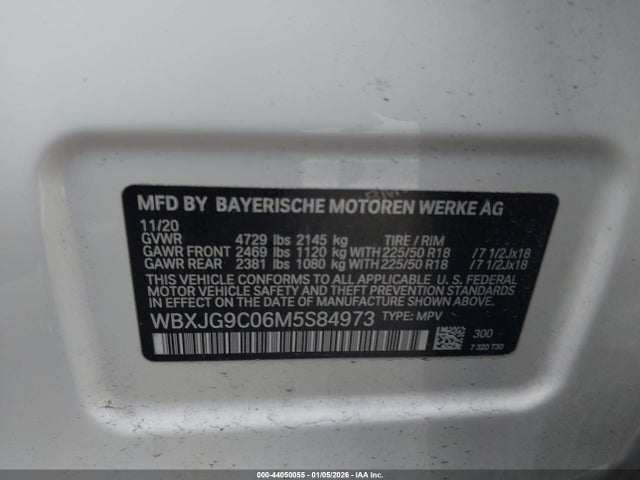 44050055 :رقم المزاد ، WBXJG9C06M5S84973 vin ، 2021 Bmw X1 Xdrive28i مزاد بيع