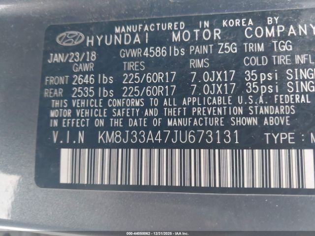 2018 HYUNDAI TUCSON KM8J33A47JU673131 Photo 8
