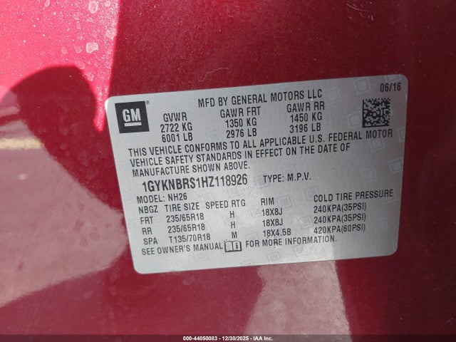 2017 CADILLAC XT5 1GYKNBRS1HZ118926 Photo 8