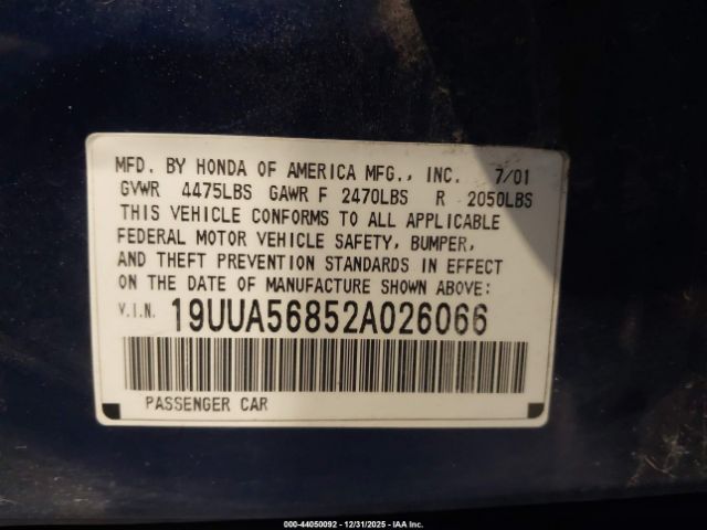 2002 ACURA TL 19UUA56852A026066 Photo 8