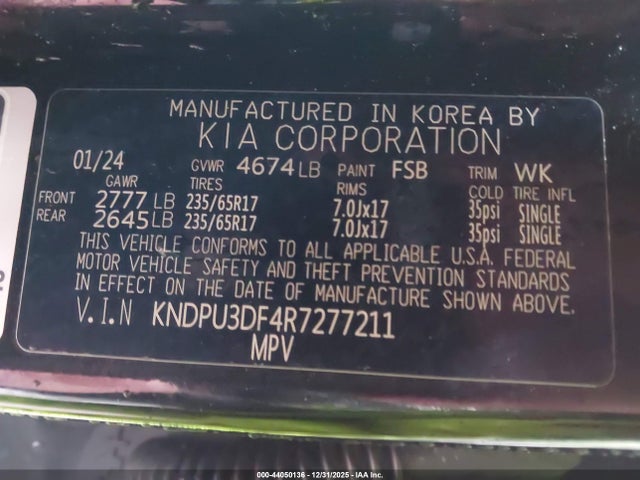 KIA Sportage Lx 2024 KNDPU3DF4R7277211 Image 9