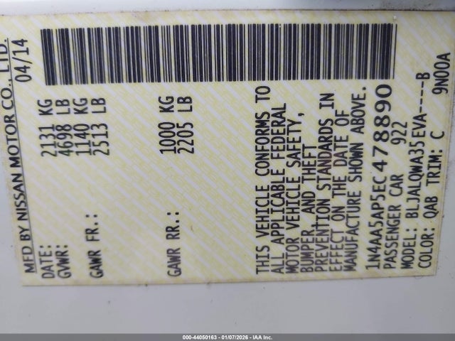 Nissan Maxima 3.5 S 2014 1N4AA5AP5EC478890 Image 9