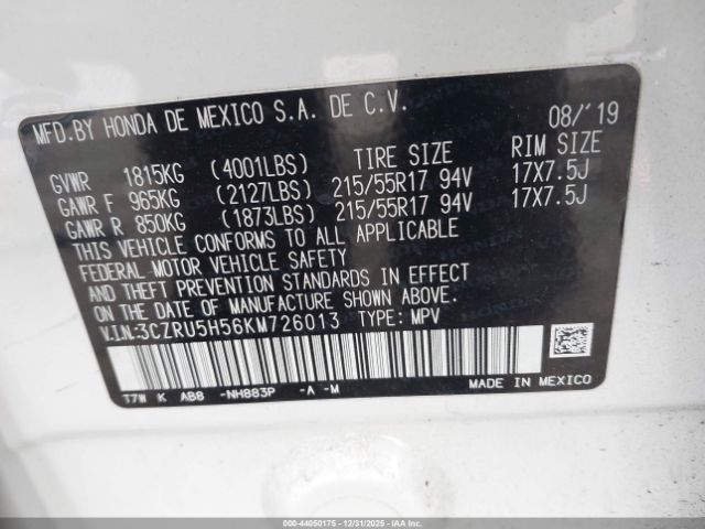 2019 HONDA HR-V 3CZRU5H56KM726013 Photo 8