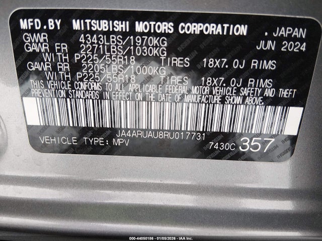 2024 MITSUBISHI OUTLANDER SPORT JA4ARUAU8RU017731 Photo 8