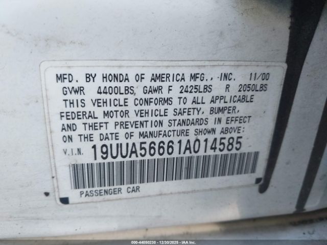 2001 ACURA TL 19UUA56661A014585 Photo 8