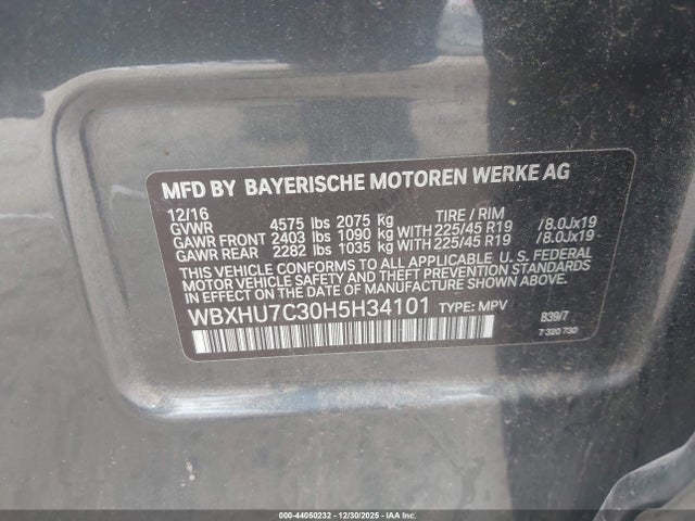 WBXHU7C30H5H34101 BMW X1 Sdrive28i