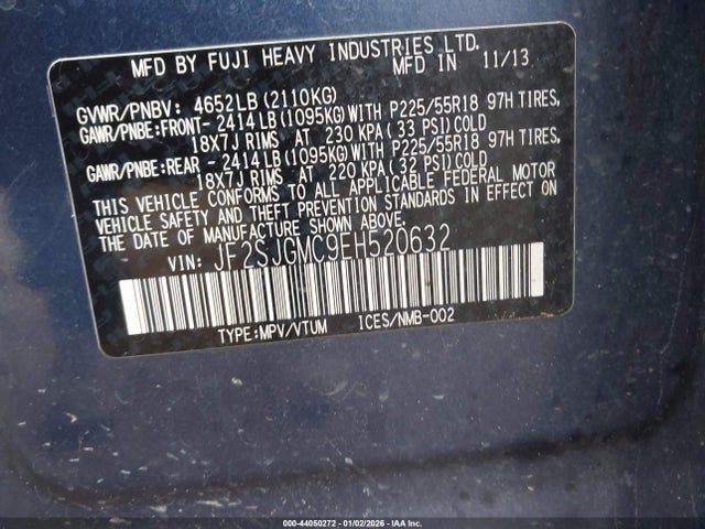 Aukcja sprzedaży 2014 Subaru Forester 2.0xt Touring, vin: JF2SJGMC9EH520632, numer aukcji: 44050272
