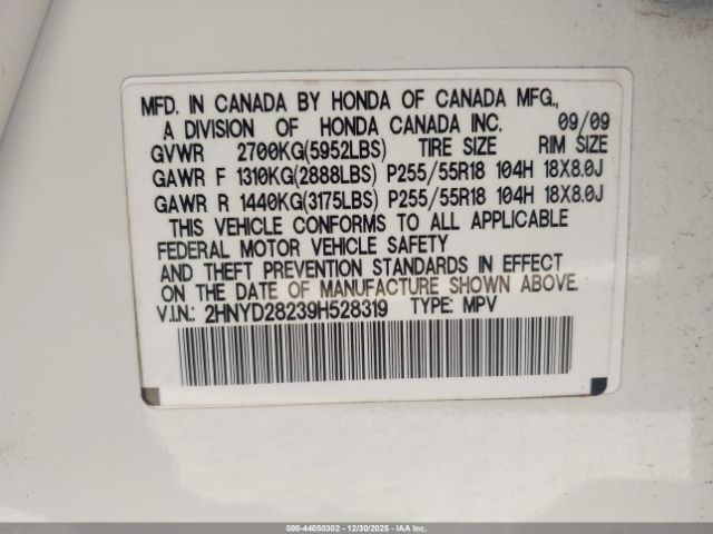 2009 ACURA MDX 2HNYD28239H528319 Photo 8