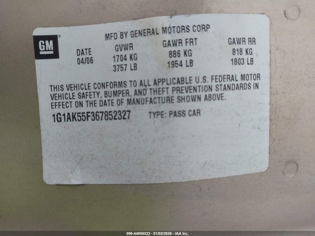 2006 CHEVROLET COBALT 1G1AK55F367852327 Photo 8