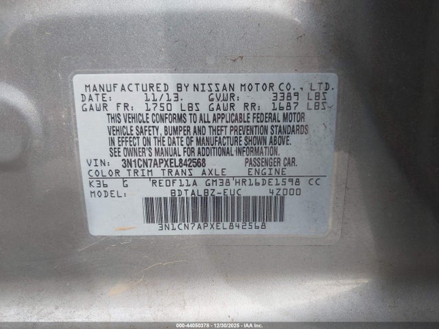 3N1CN7APXEL842568 Nissan Versa 1.6 Sv