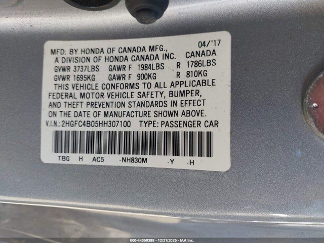 Honda Civic Lx-p 2017 2HGFC4B05HH307100 Image 9