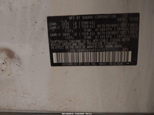 4S4BTGUD4P3147321 Subaru Outback Wilderness