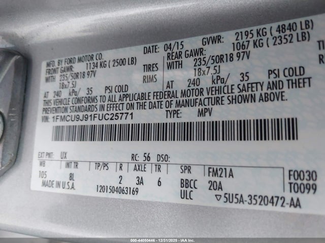 2015 FORD ESCAPE 1FMCU9J91FUC25771 Photo 8