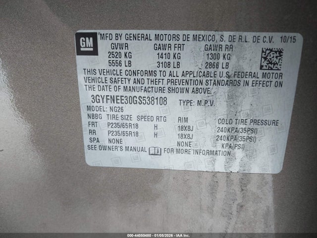 2016 CADILLAC SRX 3GYFNEE30GS538108 Photo 8