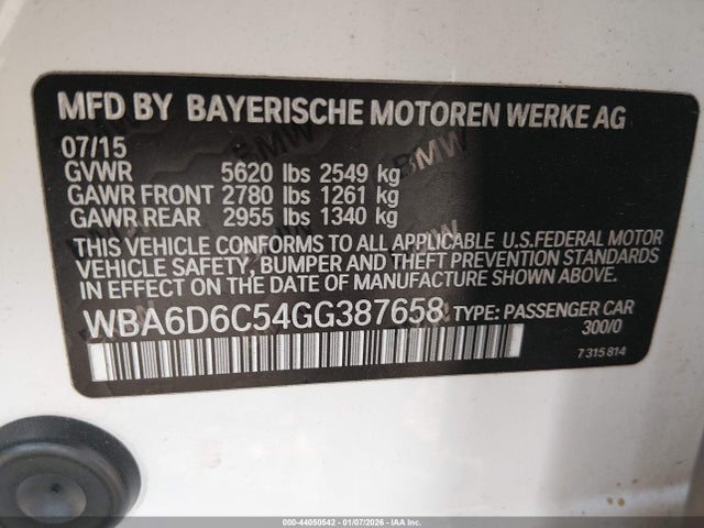2016 BMW 650I GRAN COUPE WBA6D6C54GG387658 Photo 8