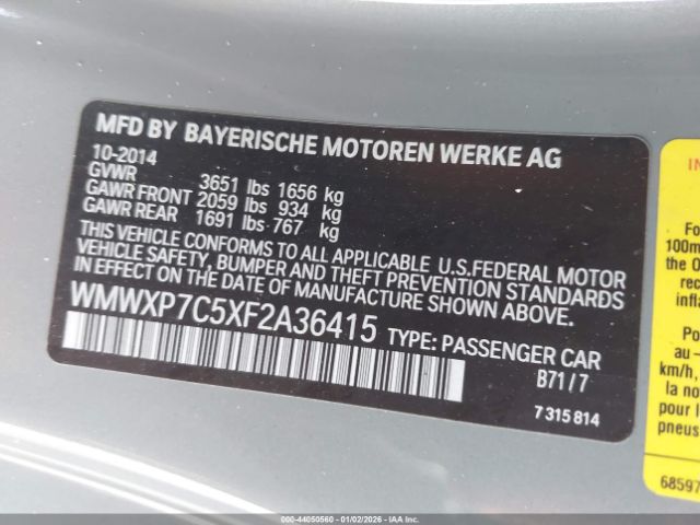 2015 MINI HARDTOP WMWXP7C5XF2A36415 Photo 8