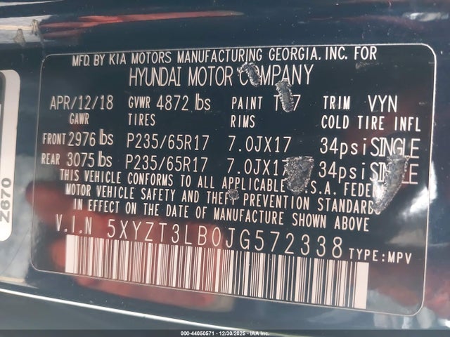 5XYZT3LB0JG572338 Hyundai Santa Fe Sport 2.4l