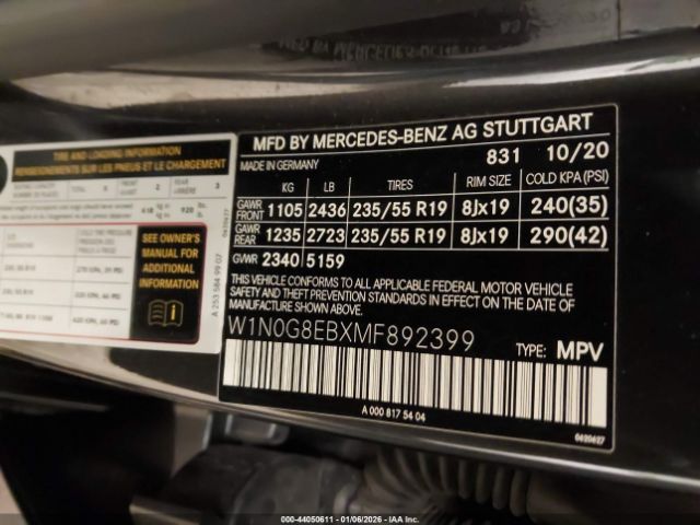 2021 MERCEDES-BENZ GLC 300 W1N0G8EBXMF892399 Photo 8