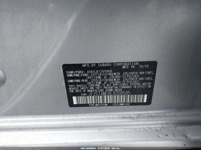 Aukcja sprzedaży 2020 Subaru Crosstrek Limited, vin: JF2GTAMC8L8208585, numer aukcji: 44050654