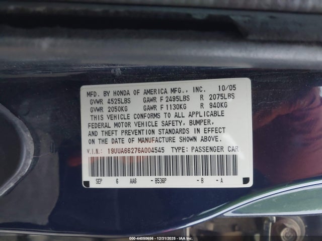 2006 ACURA TL 19UUA66276A004545 Photo 8