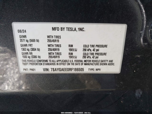 2024 TESLA MODEL Y 7SAYGAEE0RF186505 Photo 8