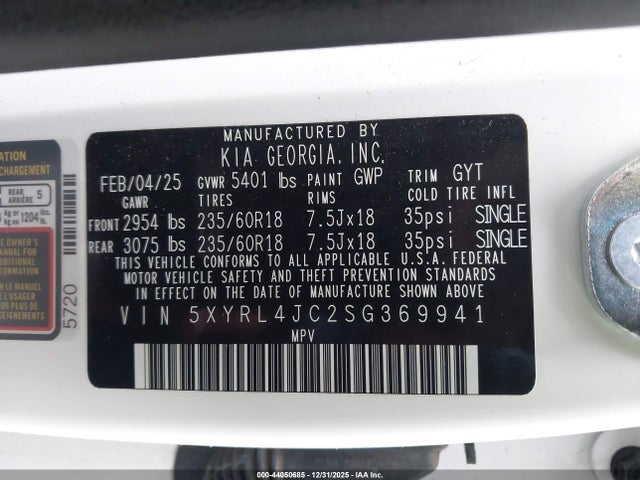 KIA SORENTO S 2025 5XYRL4JC2SG369941 Image 9