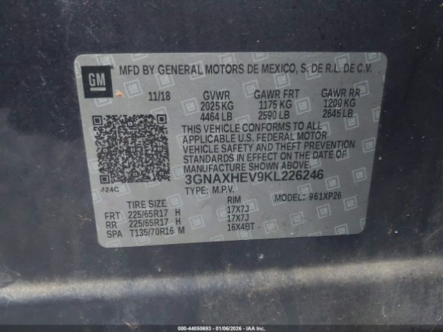 2019 CHEVROLET EQUINOX 3GNAXHEV9KL226246 Photo 8