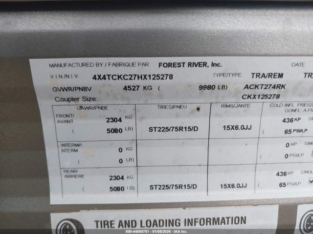 4X4TCKC27HX125278 Forrest River