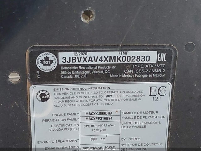 2021 CAN-AM MAVERICK X3 3JBVXAV4XMK002830 Photo 9